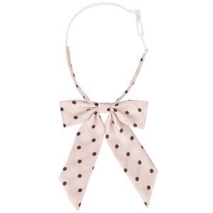 Polka Dots Adjustable Neck Pre-Tied Ribbon Bow Tie Uniform Cosplay Light Pink